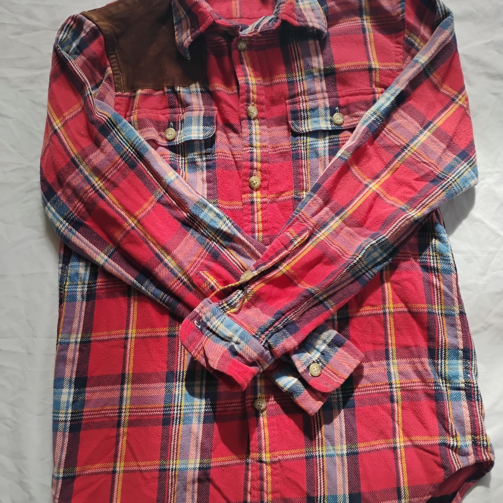Polo Ralph Lauren Mens Size S Plaid With Shoulder Patch Long Sleeve Button Down